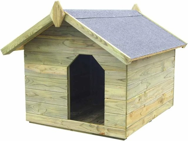 vidaXL Hundehütte aus imprägniertem Kiefernholz in Grün mit wetterfestem, abnehmbarem Dach - Bild 1