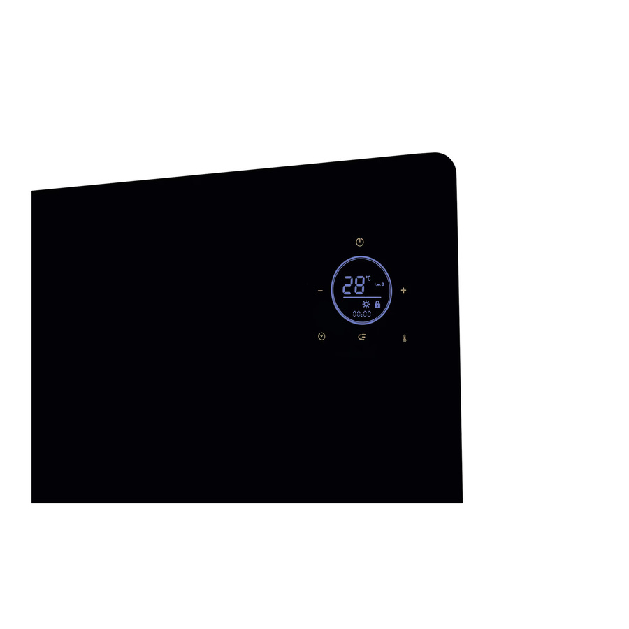 EASYmaxx Heizkonvektor Glaspanel in Schwarz mit 2000W Leistung, Thermostat, Timer und Fernbedienung, wandmontierbar oder freistehend - Bild 2
