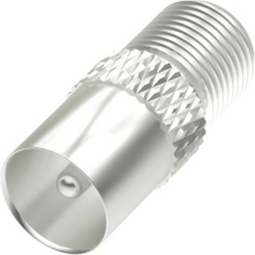 Hama SAT-Antennen-Adapter F-Kupplung auf Koax-Stecker in Silber - Bild 1