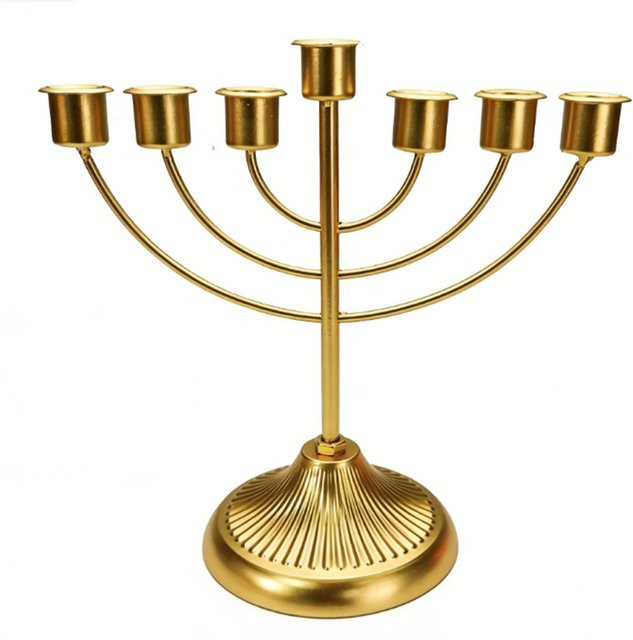 Fishine 7-armiger Kandelaber aus Metall in Gold und Braun für die Tischdekoration bei Hochzeiten - Bild 1