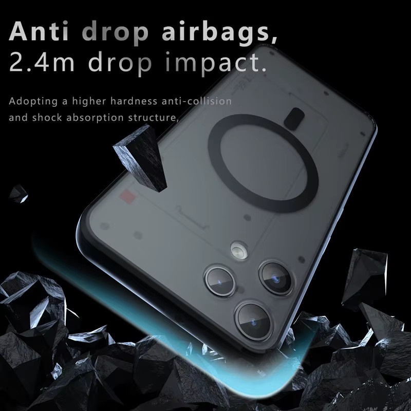 ELVEV Magnetische Hülle für Nothing Phone 3A Lite mit Anti-Drop Airbags, Matte Oberfläche und Saugnapf-Funktion - Bild 2
