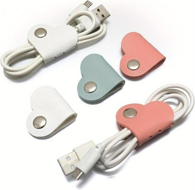 5er-Set Kabel-Organizer aus PU-Leder in Multicolor für Kopfhörer und Schreibtisch-Schubladen im Büro oder Zuhause - Bild 1
