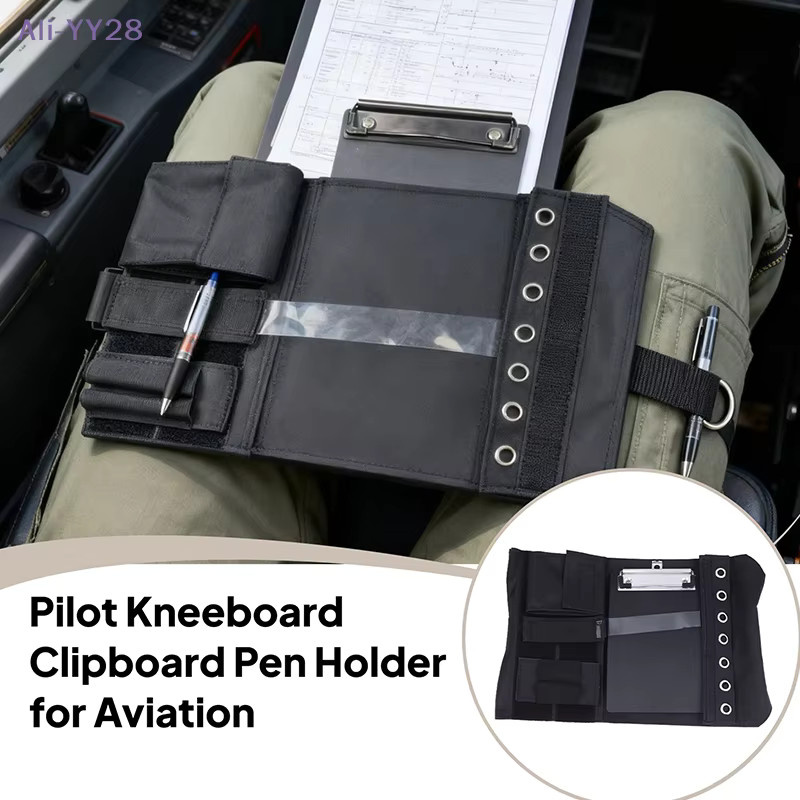 GUOMUZI Flieger-Kniebrett aus Oxford-Stoff in Schwarz mit verstellbarem Gurt und Stifthalter für die Luftfahrt - Bild 2