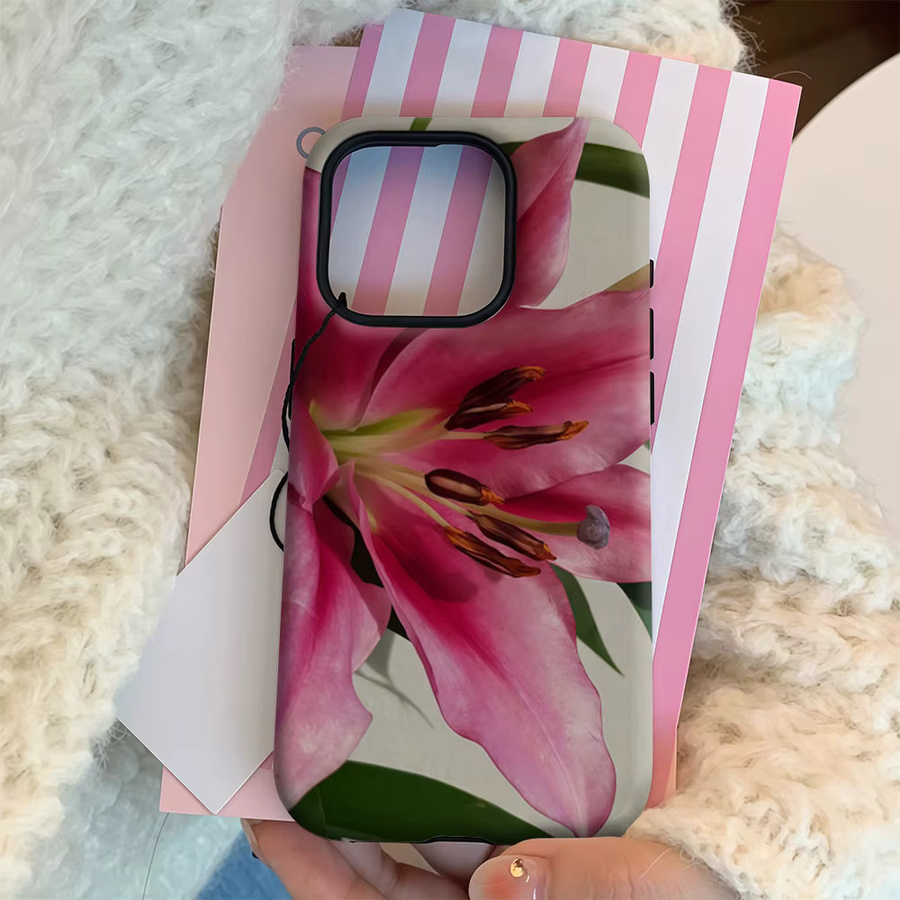 Potdemiel Handyhülle Pink Lily Close für iPhone 17 16 15 14 13 12 11 Pro Max Plus mit doppelschichtiger Rückseite - Bild 4