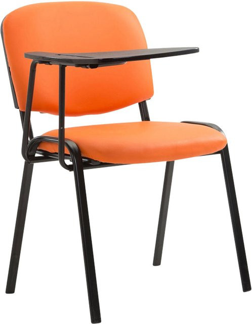 TPFLiving Besucherstuhl Keen mit Klapptisch aus Kunstleder in Schwarz und Orange - Bild 1