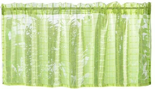 Linggo Fenstervorhang Grün aus Polyester mit Rod Pocket, Kurzvorhang für Küche und Sichtschutz, Breite: 100 cm, Höhe: 60 cm - Bild 1