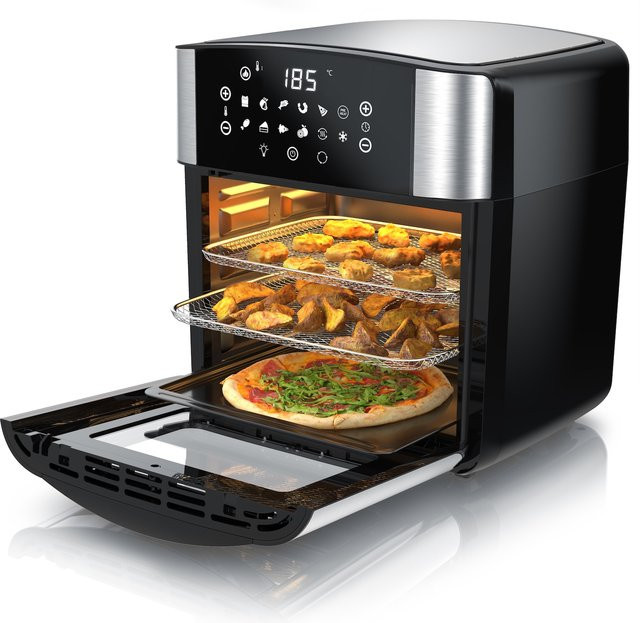 Arendo Heißluftfritteuse Multifunktionsofen 16L in Schwarz, 1800 W Air Fryer mit Grill- und Dörrfunktion aus Edelstahl - Bild 1