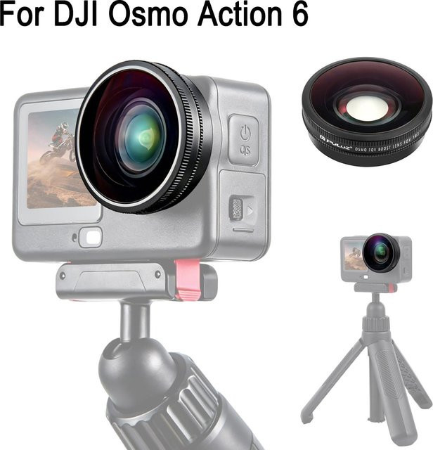 PULUZ 180 Grad Ultra-Weitwinkel-Glaslinse für DJI Osmo Action 6 in Schwarz - Bild 1