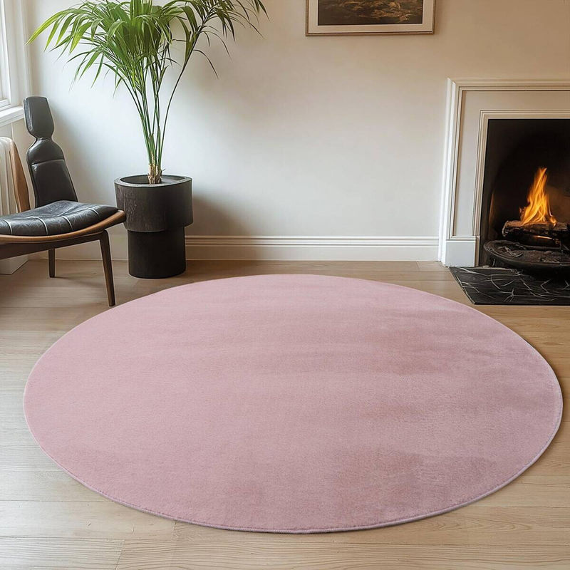 Ayyildiz Kurzflorteppich Joy Rund Rosa Durchmesser: 120 cm - Bild 3