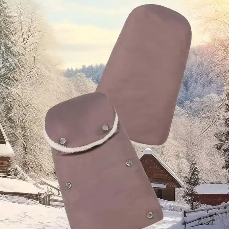 Winddichte und frostsichere Kinderwagen-Handschuhe mit verdicktem Plüsch in Schwarz - Bild 2