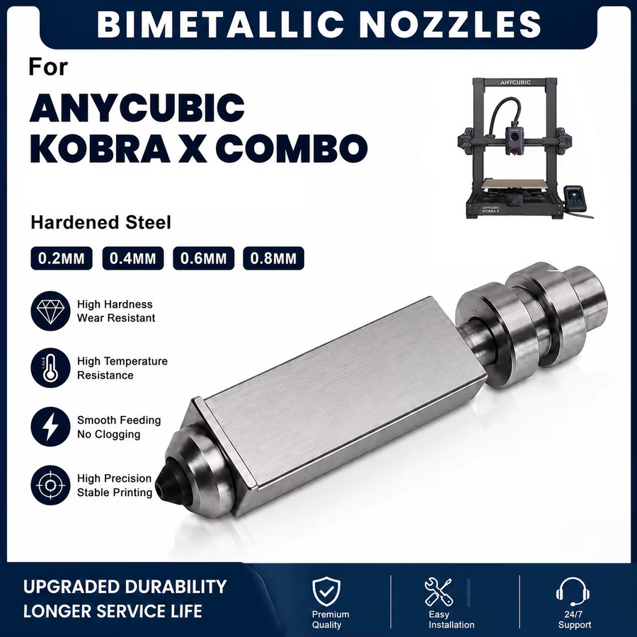 Anycubic Kobra X Bimetall-Düse Einteiliges Hotend für FDM 3D-Drucker, 300 °C, Farbe: Silber - Bild 4