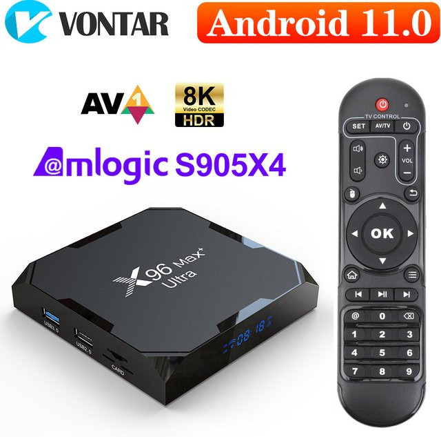 VONTAR X96Max Plus Ultra TV-Box Android 11 mit Amlogic S905X4, 4GB RAM, 32GB ROM, 8K Unterstützung, WLAN und Bluetooth, Media Streamer in Schwarz - Bild 1