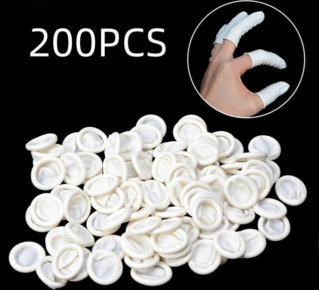 VIE LENTE Fingerlinge aus Naturkautschuk, 200 Stück, rutschfest und ungiftig, Fingerprotektoren für die Nagelpflege - Bild 1