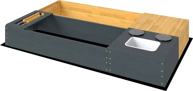 Aosom Sandkasten aus Holz, 2-teilig, Gelb, ab 3 Jahre - Bild 1
