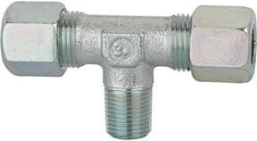 Riegler T-Einschraubverschraubung aus verzinktem Stahl, R 1/2 Zoll, für Rohr-Außendurchmesser 15 mm, Silber - Bild 1
