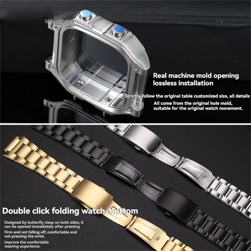 Casio AE-1200WH Metall-Umrüstsatz, Edelstahl, Silber, Uhrenzubehör - Bild 5