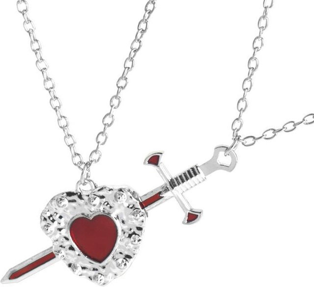 Foreverchic Halskette, Schwerter Herz Anhänger, Legierung, Silber, Unisex - Bild 1