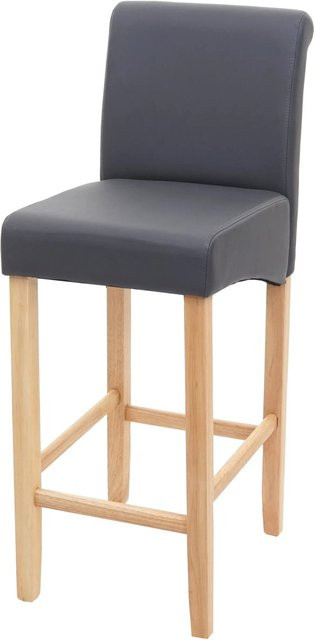 PROREGAL Barhocker mit Lehne in Grau, gepolstert mit Kunstleder im Retro-Look, Sitzhöhe: 75 cm - Bild 1