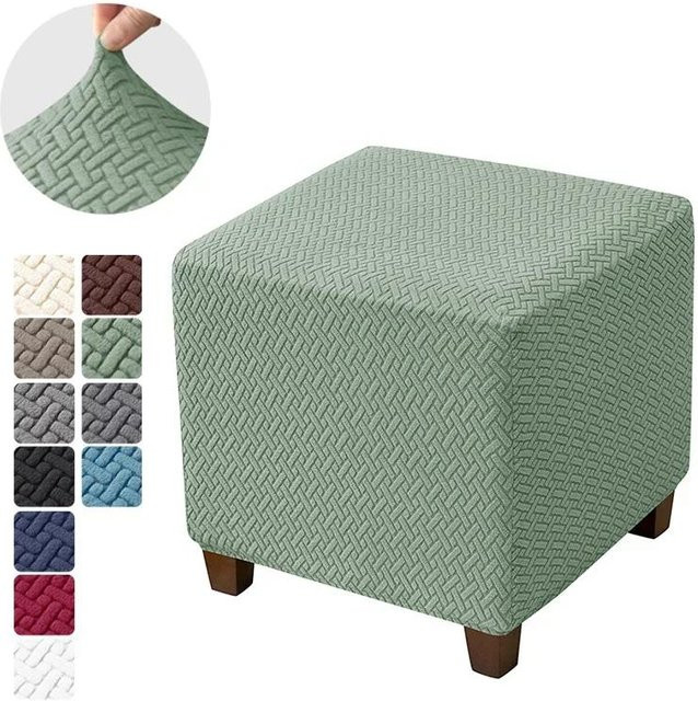 Elastischer Hockerbezug von Yiran Furniture aus Samt und Spandex für quadratische Fußhocker - Bild 1