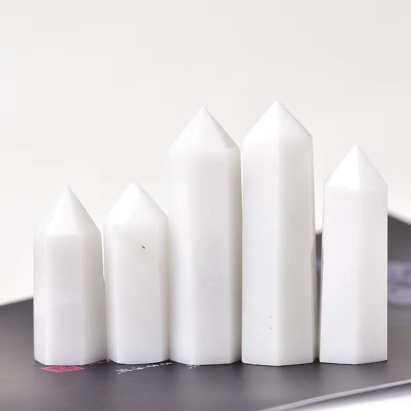 RYCRYSTAL Naturstein Kristall Obelisk aus weißem Marmor als Deko-Ornament für deine Wohnkultur - Bild 3