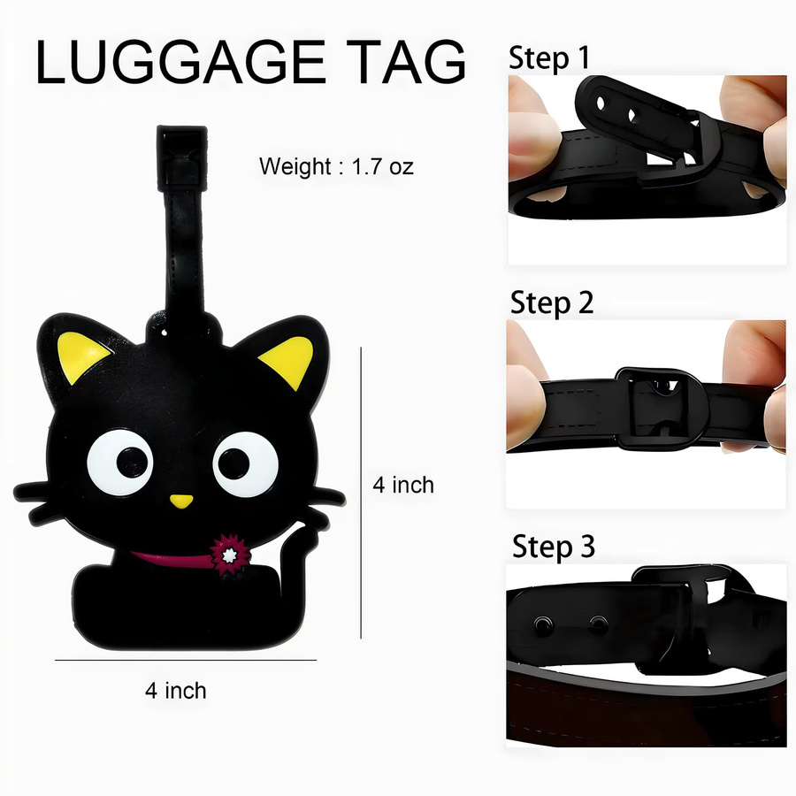Niedriger Tier-Gepäckanhänger in Schwarz als Koffer-ID-Adresshalter für Katzen, Hunde und Dinosaurier - Bild 2