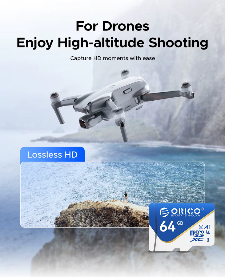 ORICO microSDXC UHS-I Speicherkarte mit 64 GB, 4K UHD, U3, V30, A1 für Kamera und Mobilgeräte - Bild 4