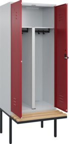C+P PSA Doppel-Spind Classic PLUS Sitzbank mit 2 Abteilen und Buche-Hartholz Sitzfläche, B/T/H: 212 x 80 x 81,5 cm - Bild 1