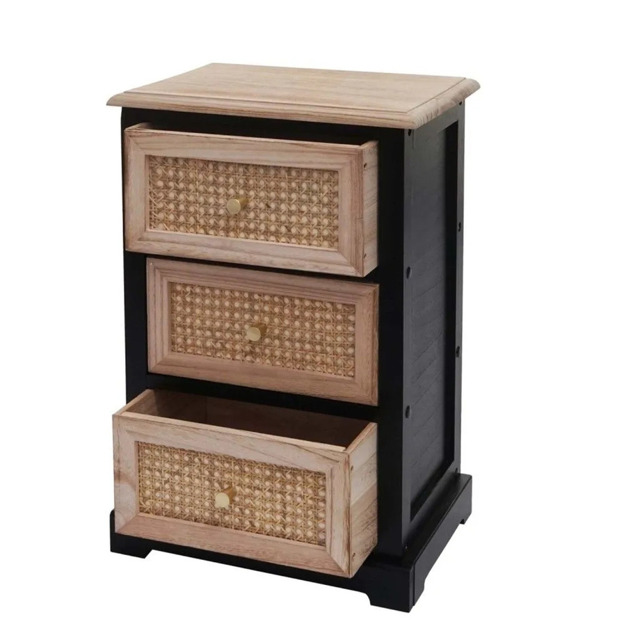 MCW Kommode K87 aus Holz und Rattan in Schwarz und Naturfarben, B/T/H: 63 x 40 x 28 cm - Bild 3