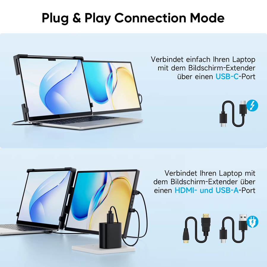 Dopesplay Tragbarer Monitor 14,1 Zoll mit HDR und 1200P Auflösung, Externer Bildschirm-Extender in Schwarz für Laptop, Xbox und PS4 - Bild 3
