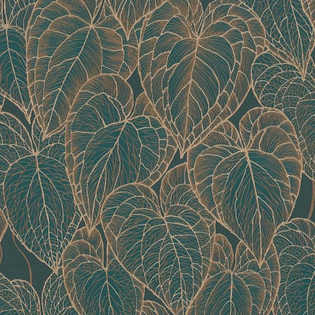 PROFHOME Natur Tapete Floral in Braun Grün Gold, Art Nouveau Design, Vlies, Breite: 0,53 m, Länge: 10,05 m - Bild 1