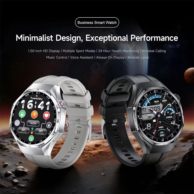 yaocx Smartwatch, Silber, Herren, GPS, Bluetooth, Rund - Bild 2