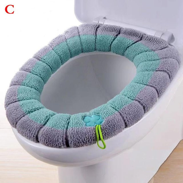 Waschbarer Toilettensitzbezug aus Baumwolle mit Griff für warmen Komfort im Badezimmer - Bild 1