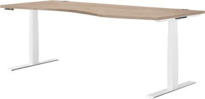 Schäfer Shop Genius Schreibtisch MODENA FLEX, elektrisch höhenverstellbar, Freiform mit Ansatz rechts, Farbe Eiche/weiß, Breite: 180 cm - Bild 1