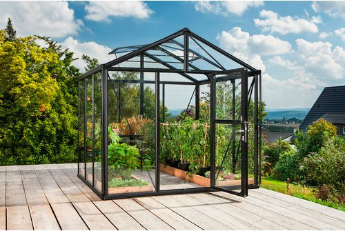 Vitavia Gewächshaus Zeus mit Satteldach und Stalltür, schwarz, 6,25 m² - Bild 1