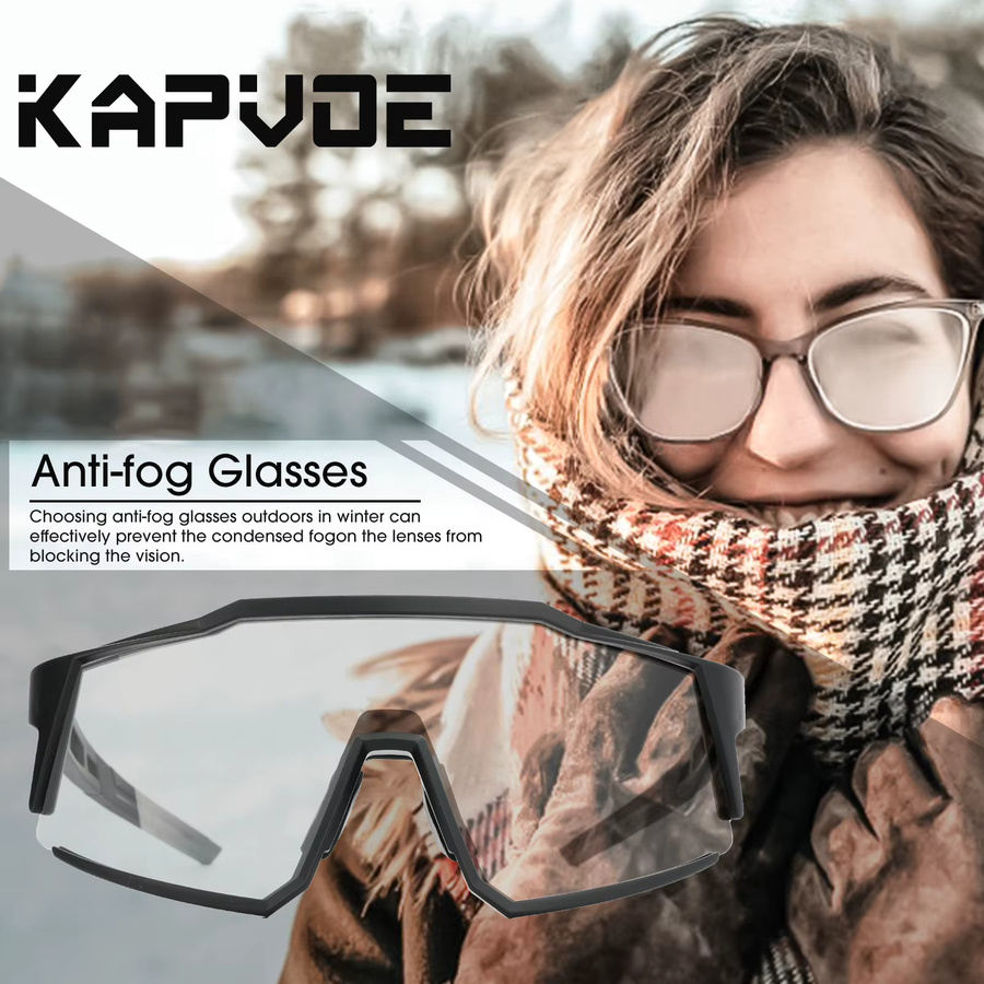 Kapvoe Sportsonnenbrille, Photochrome, Vollrand, Unisex, Kunststoff - Bild 3