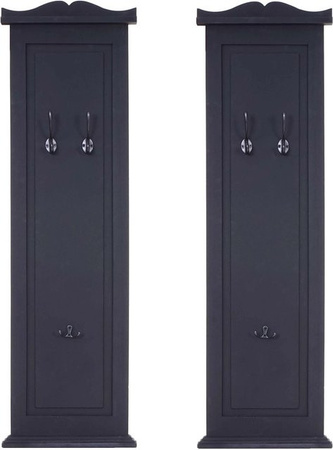 BERLINLODGE Garderobe 2er-Set aus Paulownia Holz in Anthrazit, moderne Wandgarderobe mit Haken, B/H/T: 109 x 28 x 5,5 cm