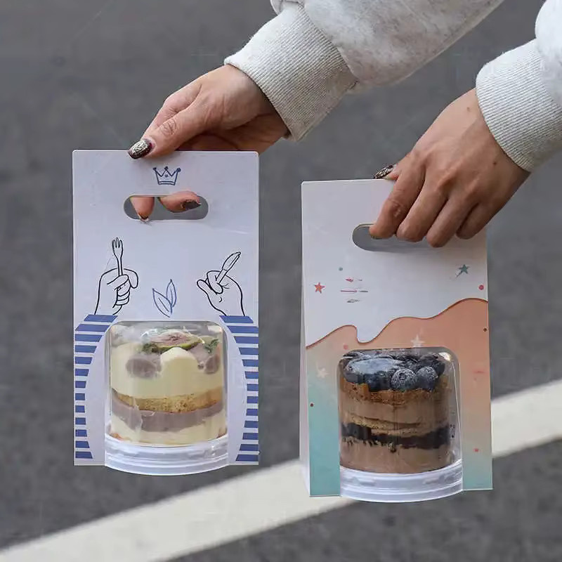 Transparente Halbkreis Cupcake Box von ouyesyyds aus Kunststoff mit Snap-Lid für Mousse und Obst - Bild 3