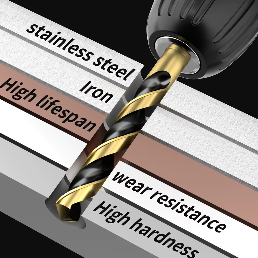 Mabu 5er Set Spiralbohrer aus Kobaltlegierung in Gold, Durchmesser 1–5 mm, für Edelstahl, Eisen und Aluminiumlegierungen - Bild 5