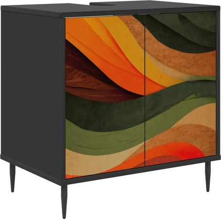 vidaXL Badezimmerschrank BONN in Schwarz und Eichen-Optik, modern und freistehend, B/T/H: 60 x 40 x 61 cm