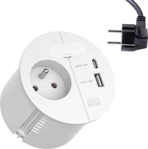 Bachmann Tischsteckdose 938.302 in Weiß mit USB-A und USB-C Anschlüssen - Bild 1