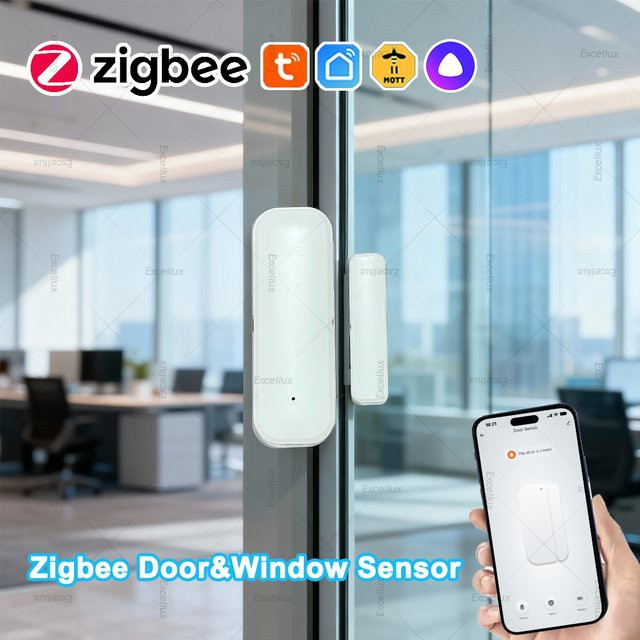 Tuya Zigbee Tür- und Fenstersensor für Smart Home Sicherheit Automatisierung, drahtloser magnetischer Kontakt-Detektor mit App-Fernüberwachung, Weiß - Bild 1