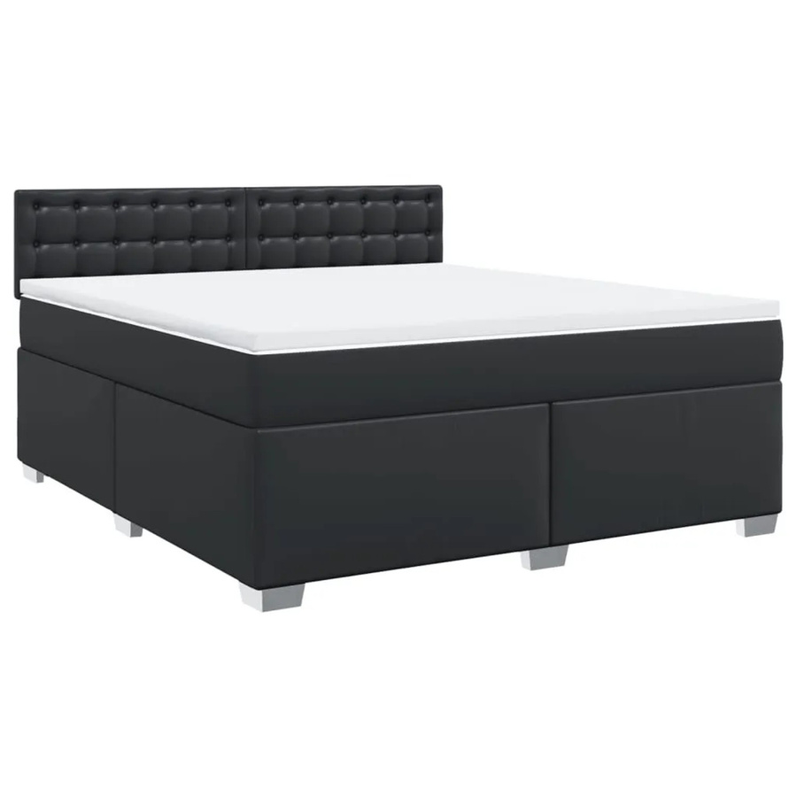 vidaXL Boxspringbett mit Matratze Schwarz aus Kunstleder mit USB-Ladeport und Unterbettbeleuchtung B/T: 180 x 200 cm - Bild 2
