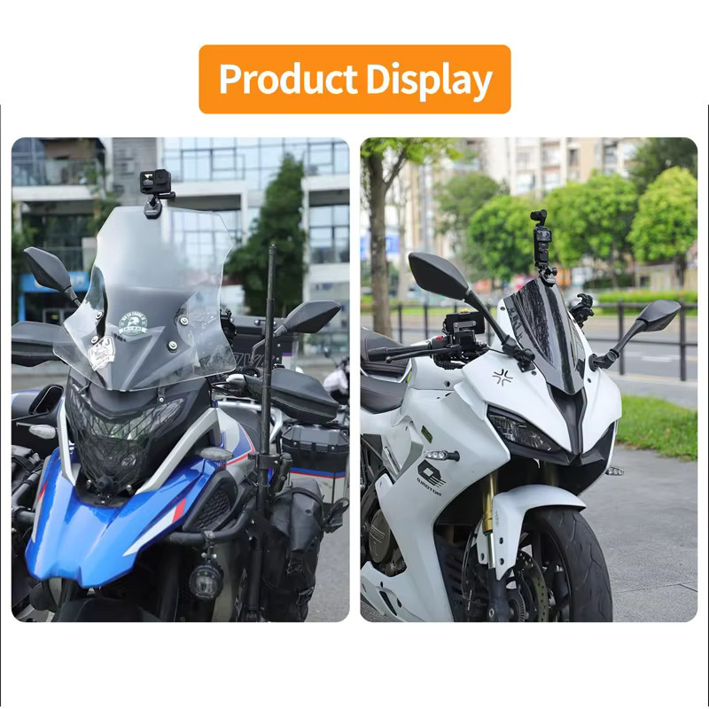 Aluminium Motorrad-Windschutzscheiben-Clip für Insta 360 X5, DJI Action 5 Pro, GoPro und DJI Pocket 3 in Schwarz - Bild 6