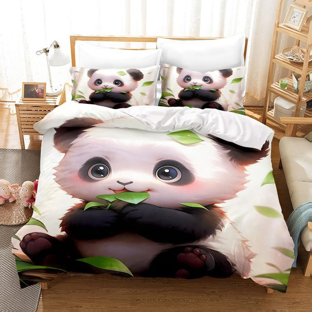 JMG Household Supplies Panda Bettwäsche-Set mit 3D-Tierprint für Kinder, Weiß, B/H: 180 x 210 cm - Bild 1