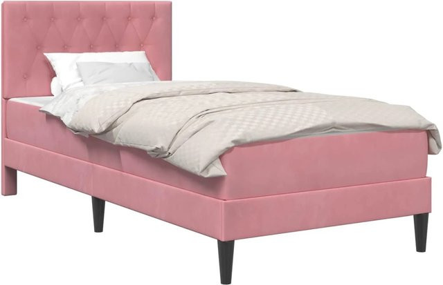 vidaXL Bettgestell mit Matratze und Kopfteil in Rosa aus Samt, B/T/H: 80 x 200 x 84 cm - Bild 1