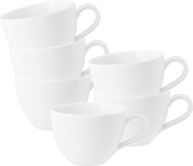 Seltmann Weiden Kaffeetassen Beat Color Glaze aus Porzellan, Weiß, 6er Set, 0,26 l pro Tasse - Bild 1