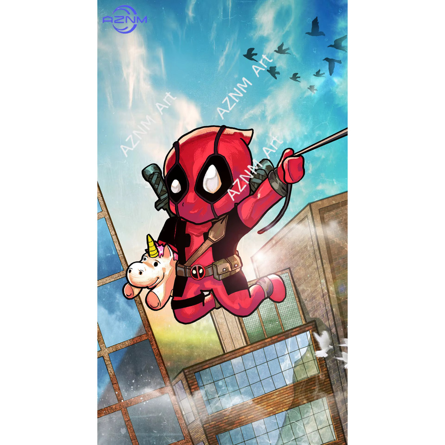 KAYOU Leinwandgemälde Deadpool Marvel-Spoof Wandkunst Mehrfarbig - Bild 3