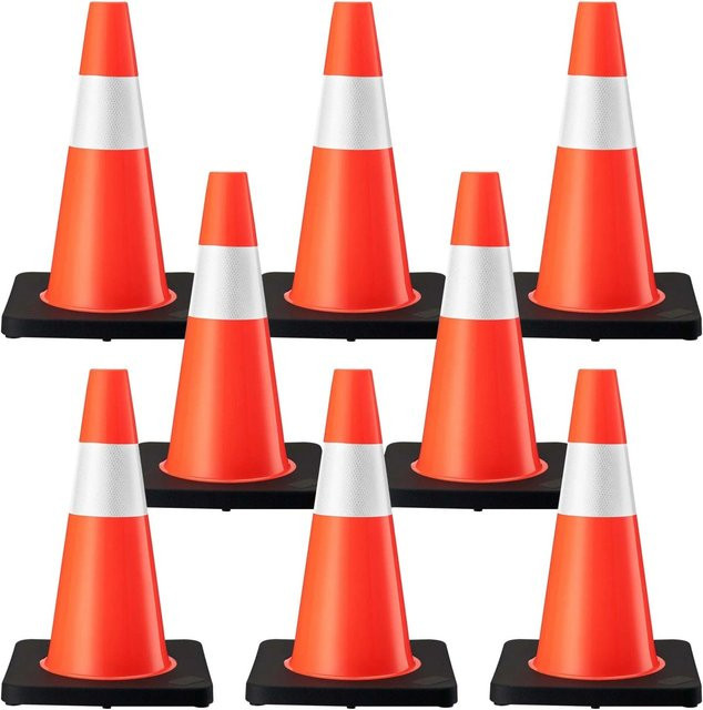 Wiltec Verkehrskegel Set 8 Stück in Orange-Schwarz, Höhe: 45 cm - Bild 1