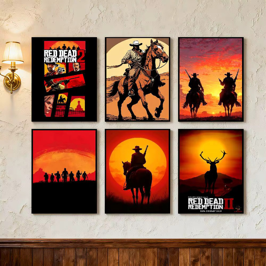 Kayou Red Dead Redemption 2 Poster Kunstdruck im Anime-Stil, Mehrfarbig, B: 15,0 cm, H: 10,0 cm - Bild 3