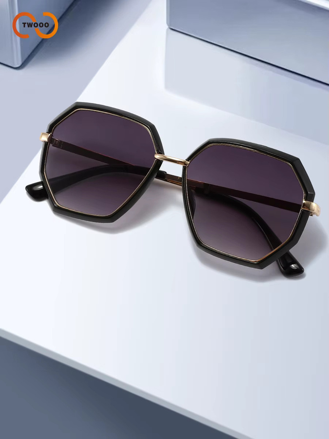 TWOOO Sonnenbrille, geometrisch, Vollrand, Metall, schwarz, Damen - Bild 3